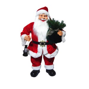 Noel Led ronahiyê xemilandî ya Krîsmisê ya hundurîn 60 cm Plastîk Santa Claus rawestayî di nav qumaşê de