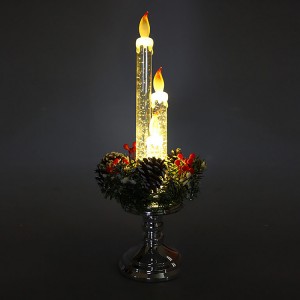 LED Acrylic Glitter water spinning christmas candle decoration