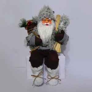 Customized 30 cm Plastic Sitting Christmas father home indoor Xmas decoration in fabric cloth