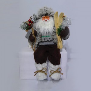 Customized 30 cm Plastic Sitting Christmas father home indoor Xmas decoration in fabric cloth