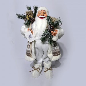 High Quality Nwèl dekorasyon ansyen 30 cm twal kanpe Santa Claus ak sak gi