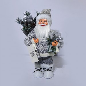 High Quality Nwèl dekorasyon ansyen 30 cm twal kanpe Santa Claus ak sak gi