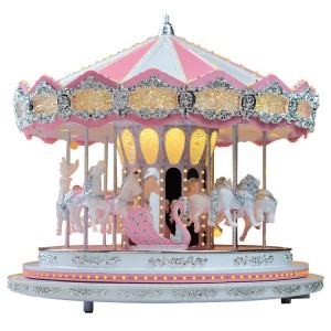 Luxusný vianočný darček Bluetooth audio zábavný park Led Pink Carousel Music Box Animovaná interiérová vianočná dekorácia