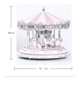 Luxusný vianočný darček Bluetooth audio zábavný park Led Pink Carousel Music Box Animovaná interiérová vianočná dekorácia