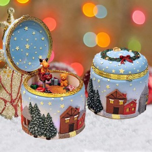 Wholesale Wind up LED Carillon di Albero di Natale Twinkling Glowing Elk and Christmas Tree Music Box for Xmas Seasonal Gift