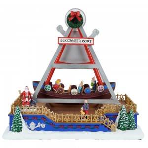 Wholesale Plastic Xmas holiday decor Fashion creative Christmas LED Buccaneer Boat music box craft gifts Christmas ornament