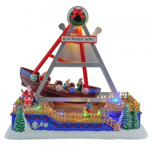 Wholesale Plastic Xmas holiday decor Fashion creative Christmas LED Buccaneer Boat music box craft gifts Christmas ornament