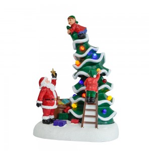 Plastic LED Musical Christmas Ornaments Animated Christmas Tree scene Christmas village For Christmas decorations