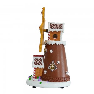 Christmas LED Windmill Ornaments Gingerbread House Ornament With Turning Function And Music For Christmas Decoration