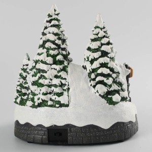 Plastic Animated musical led Village house scene Christmas Decoration with train