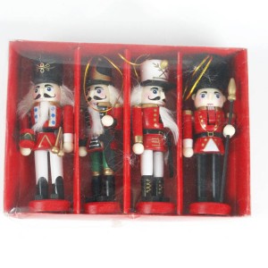 Kev cai Teeb ntawm 4 Lag luam wholesale Christmas nutcracker ntoo dai ornament