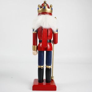 Grousshandel Chrëschtdag Festival Dekor rout Uniform hëlzent Holding Gold Zepter Traditionell Kinnek nutcracker Figur