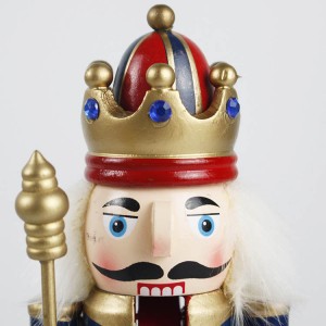 Grousshandel Chrëschtdag Festival Dekor rout Uniform hëlzent Holding Gold Zepter Traditionell Kinnek nutcracker Figur