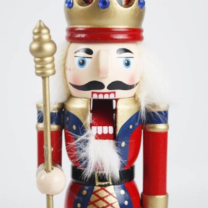 Grousshandel Chrëschtdag Festival Dekor rout Uniform hëlzent Holding Gold Zepter Traditionell Kinnek nutcracker Figur