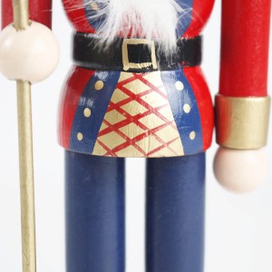 Grousshandel Chrëschtdag Festival Dekor rout Uniform hëlzent Holding Gold Zepter Traditionell Kinnek nutcracker Figur