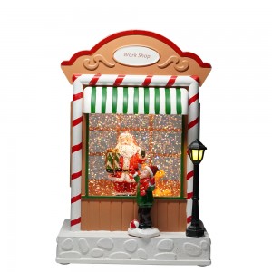 New arrive noel Illuminated Led Santa workshop vandspinning musikalsk julelanterne snekugle