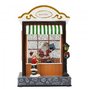 Hot ferkeapje nije styl Musical Led light up Santa workshop wetter spinnen Christmas lantern snie globe mei 8 ferskes