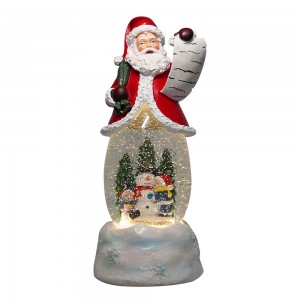 Wholesale noel BO water spinning Santa Claus musical led Christmas snow globe with Xmas snowman tree scene