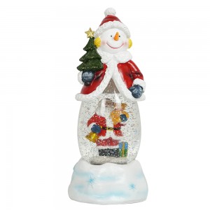 Wholesale new arrive noel BO water spinning Snowman musical led Christmas snow globe with Xmas Santa scene