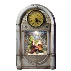 OEM natale Xmas Choris scena Vintage musicale acqua filatura clock Christmas led globu di neve cù glitter