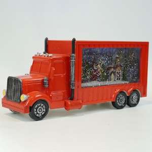 Wholesale New Plastic caroller family scene trailer truck Vintage musical led illuminated Christmas snow globe