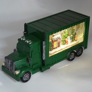 Maßgeschneiderter neuer Kunststoff-Weihnachts-Schneemann-Dorfszenen-Anhänger-LKW Vintage-Musik-LED-beleuchtete Weihnachts-Schneekugel zu verkaufen