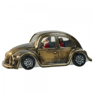 Hot verkafen neie Bronze Plastik Vintage Auto Xmas Santa Scene musikalesch gefouert Waasser spannen Chrëschtdag Schnéi Globus