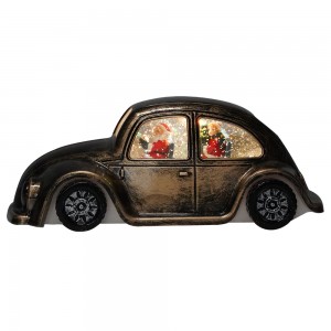 Hot verkafen neie Bronze Plastik Vintage Auto Xmas Santa Scene musikalesch gefouert Waasser spannen Chrëschtdag Schnéi Globus