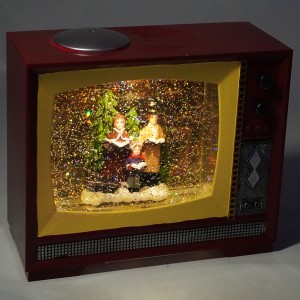 Nou sosesc Noel Crăciun colindători scenă de familie apă rotire masă BO Retro TV muzical led zăpadă glob