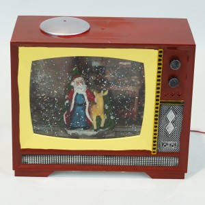 Vairumtirdzniecības jaunums iekštelpu dekors Ziemassvētki Ziemassvētku vecīša ziemeļbrieža aina, kas griežas ūdenī BO Retro TV mūzikls LED Ziemassvētku sniega globuss