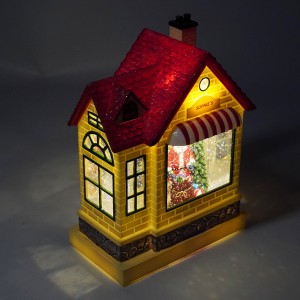 Wholesale plastic Water spinning Illuminated musical led Santa shop Christmas snow globe for home decor