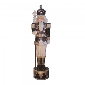 Cabbirka nolosha 7.2 ft Qurxinta Christmas-ka LED wuxuu shiday resin-ganacsiyeed Fiberglass Nutcracker oo leh Usha