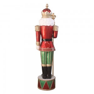 Grousshandel rout a gréng Led Luucht grouss Gréisst Outdoor Dekor resin nutcracker Zaldot Statue mat Zepter