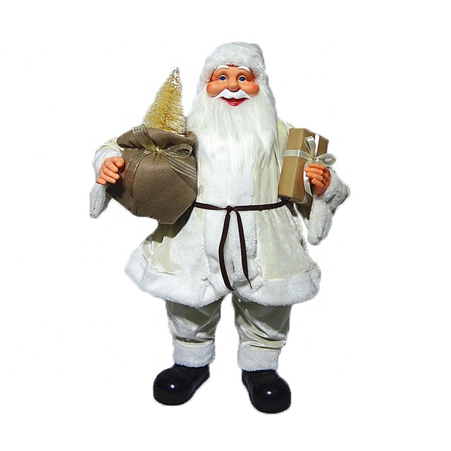 OEM/ODM China Standing Santa Claus - OEM Noel White 80 cm plastic Standing Santa Claus figurine for Christmas decoration – Melody