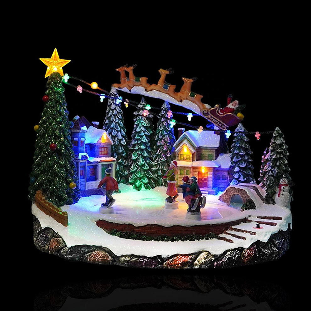 PriceList for Grinch Christmas Village Set - Wholesale Seasonal holiday decor reindeer sleigh scene Led Illuminated Musical Christmas village houses with 8 Xmas  songs – Melody