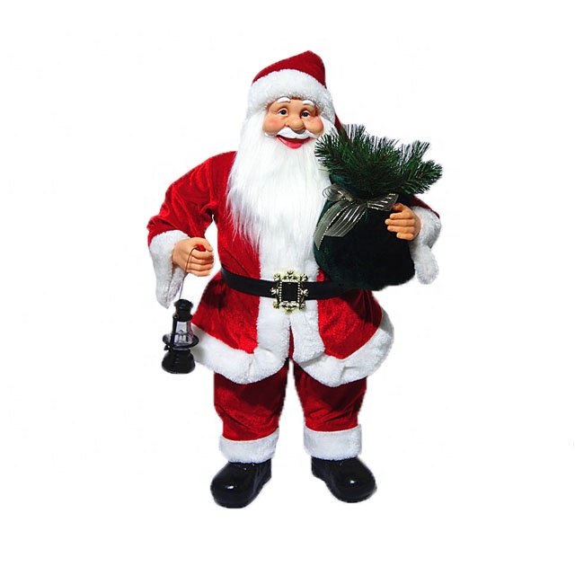 Fast delivery Dancing Santa Claus For Sale - Noel indoor Christmas decor 60 cm Plastic Standing Santa Claus in Fabric Cloth – Melody