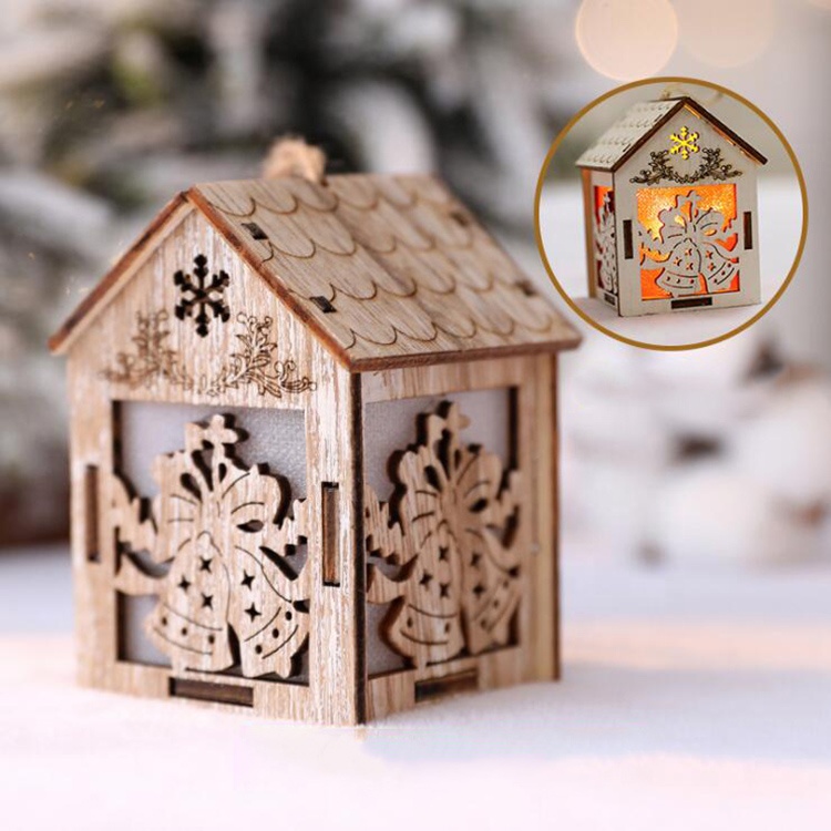 Europe style for Solar Powered Yard Decorations - Seasonal Tabletop Noel Led lighted house Wooden craft Christmas decoration – Melody