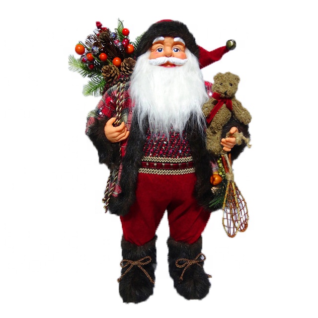 PriceList for Fiber Optic Santa Claus - Traditional Xmas decor European Style Chinese Supplier 60 cm fabric Standing Christmas father with mistletoe bag – Melody