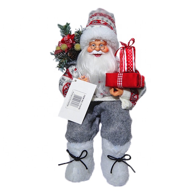 OEM China Santa Claus Dudley Moore - Customized 30 cm Plastic Sitting Christmas father home indoor Xmas decoration in fabric cloth – Melody