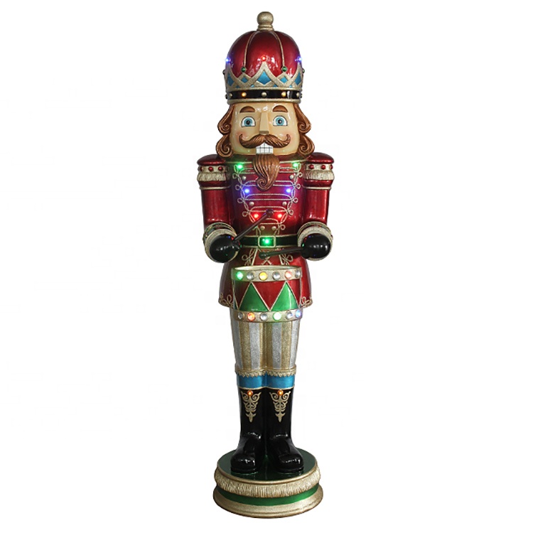 Wholesale Nutcracker Man Christmas - Wholesale casse Noisette Mult Led Musical playing drum decorative 6 ft Christmas fiberglass resin nutcracker soldier – Melody