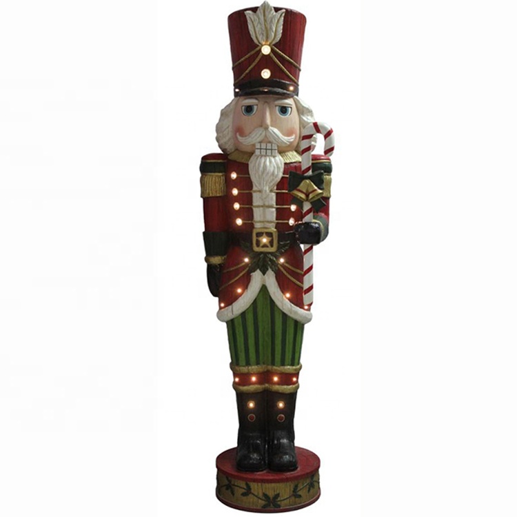 Usayizi omkhulu we-6ft womculo we-fiberglass resin isosha likaKhisimusi led nutcracker