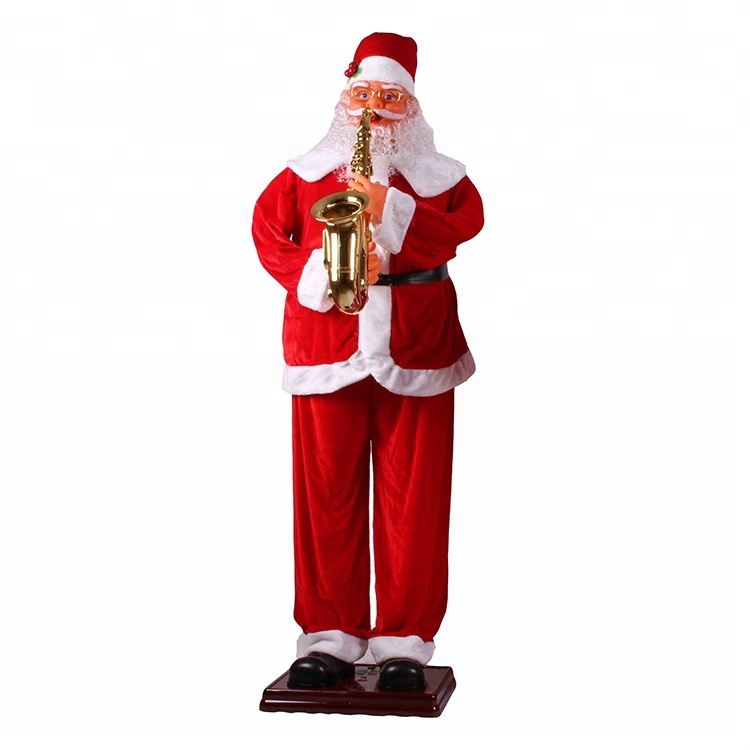 Chinese Professional Plush Santa Claus - Big Musical Playing Saxophone Santa Clause statue Christmas outdoor Decoration – Melody