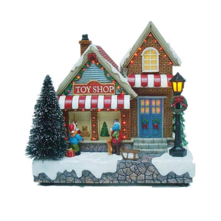 China wholesale Christmas Village Set Up - Plastic fiber optic musical mult Led Animated miniature Christmas Village House – Melody