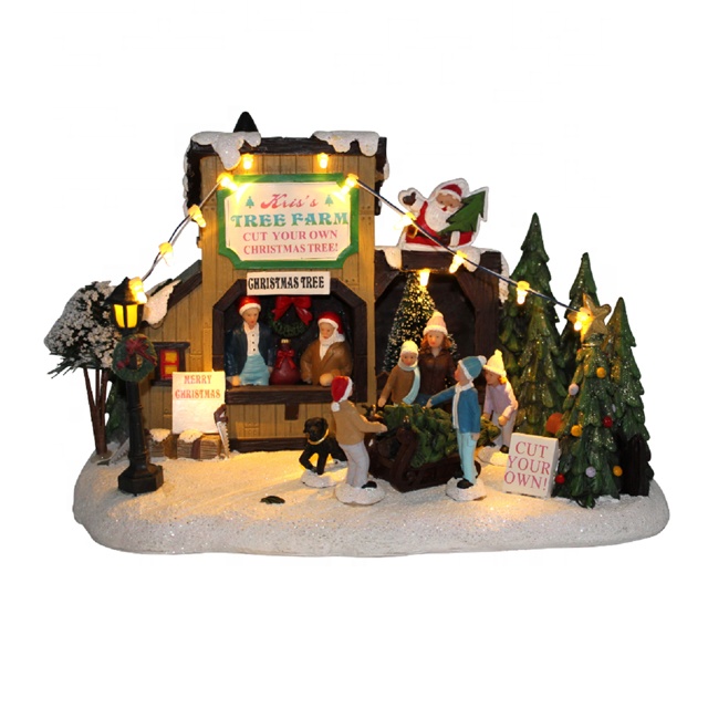 OEM/ODM Manufacturer Christmas Town Village Sets - Polyreisn Christmas items,  navitity set Christmas Decoration with trees and warm white lights – Melody