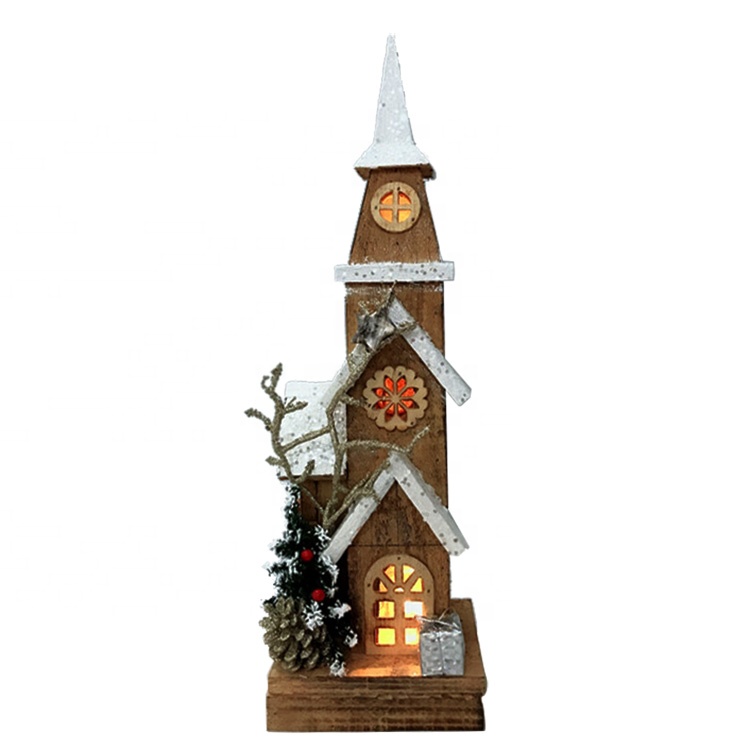 Super Purchasing for Buddha Idol For Home Decor - Seasonal tall Wooden led lighted Christmas village house Xmas decoration – Melody