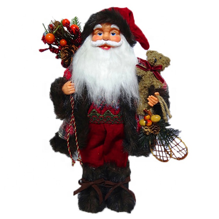 OEM/ODM Supplier Outdoor Led Santa Claus - High Quality noel 40 cm plastic Standing Santa Claus tabletop Christmas decor in fabric cloth – Melody