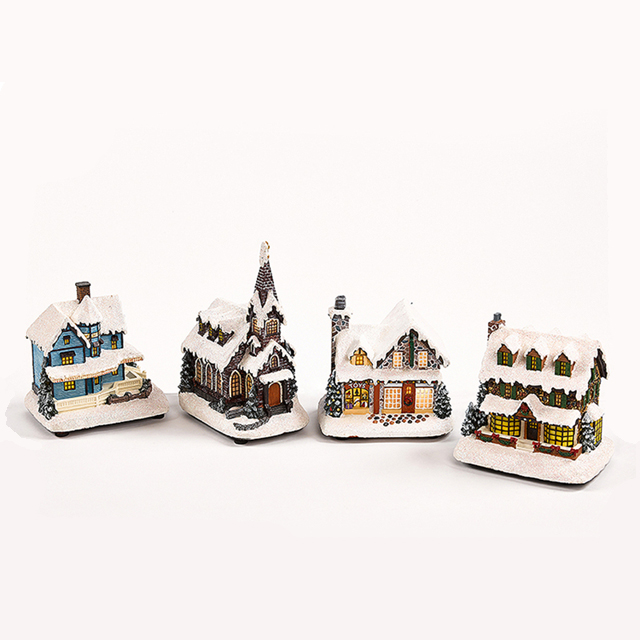 Good Quality Christmas Father - New products warm white light winter snow scene polyresin christmas village houses – Melody