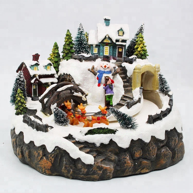 OEM Supply Rudolph Village Set - Warm white Led light snow village scene polyresin christmas Decoration – Melody