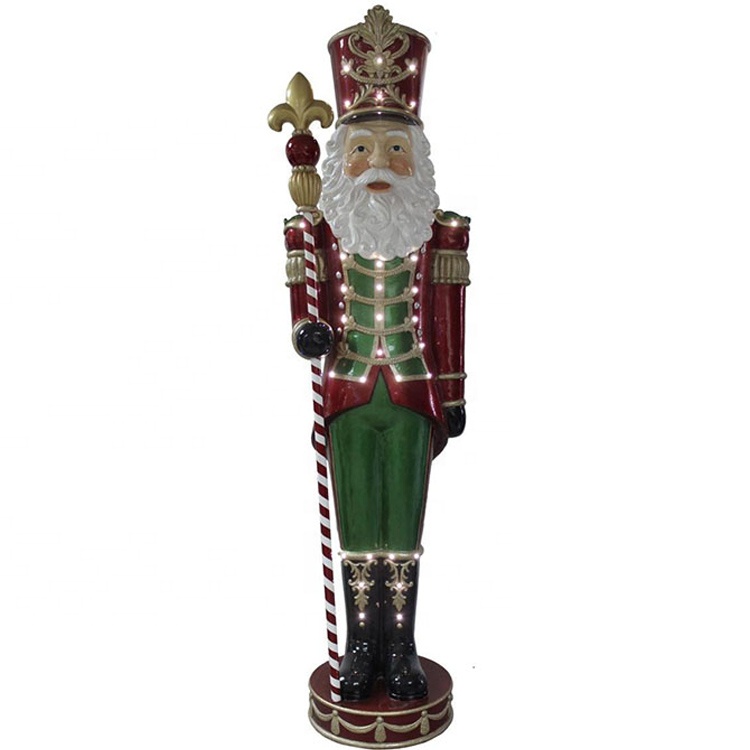 Noel polystone Christmas decorative life size fiberglass nutcracker para sa Shopping mall