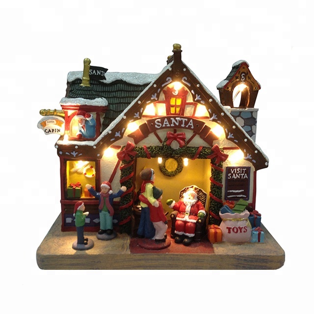 OEM Supply Vintage Christmas Village Sets - Polyresin decor sitting santa scene lighthouse Christmas village – Melody